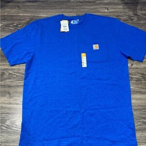 Medium Carhartt Men's Bright Blue Short Sleeve Tee